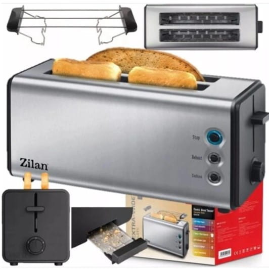 Prajitor paine dublu inox Zilan ZLN2720, 1300W, 6 grade de rumenire si functii multiple