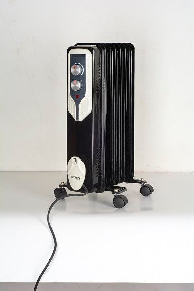 Calorifer electric Floria ZLN-3642,Negru 1500 W, 7 elementi, 3 trepte de putere, Termostat reglabil, Protectie supra-incalzire, Indicator luminos,