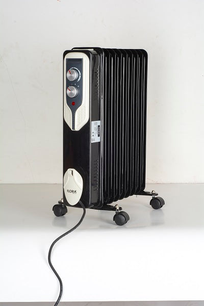 Calorifer electric Floria ZLN-3659,Negru 2000 W, 9 elementi, 3 trepte de putere, Termostat reglabil, Protectie supra-incalzire, Indicator luminos,