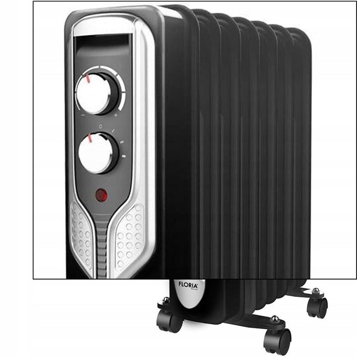 Calorifer electric Floria ZLN-3659,Negru 2000 W, 9 elementi, 3 trepte de putere, Termostat reglabil, Protectie supra-incalzire, Indicator luminos,