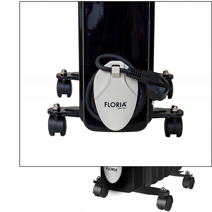 Calorifer electric Floria ZLN-3659,Negru 2000 W, 9 elementi, 3 trepte de putere, Termostat reglabil, Protectie supra-incalzire, Indicator luminos,