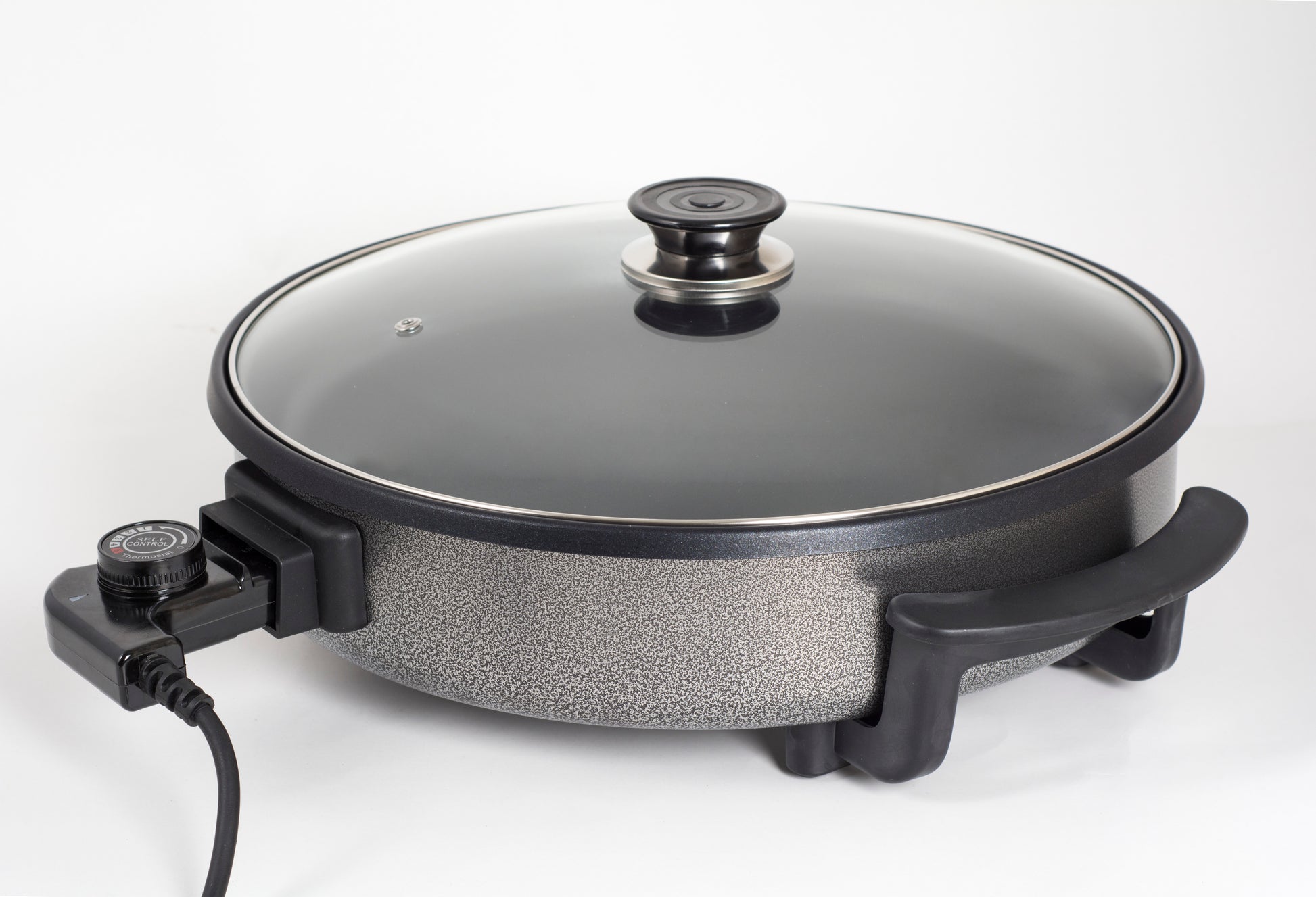 Tigaie electrica rotunda ZİLAN ZLN-7870, pizza grill, diametru 38 cm, 1500 W, capac sticla, material non stick