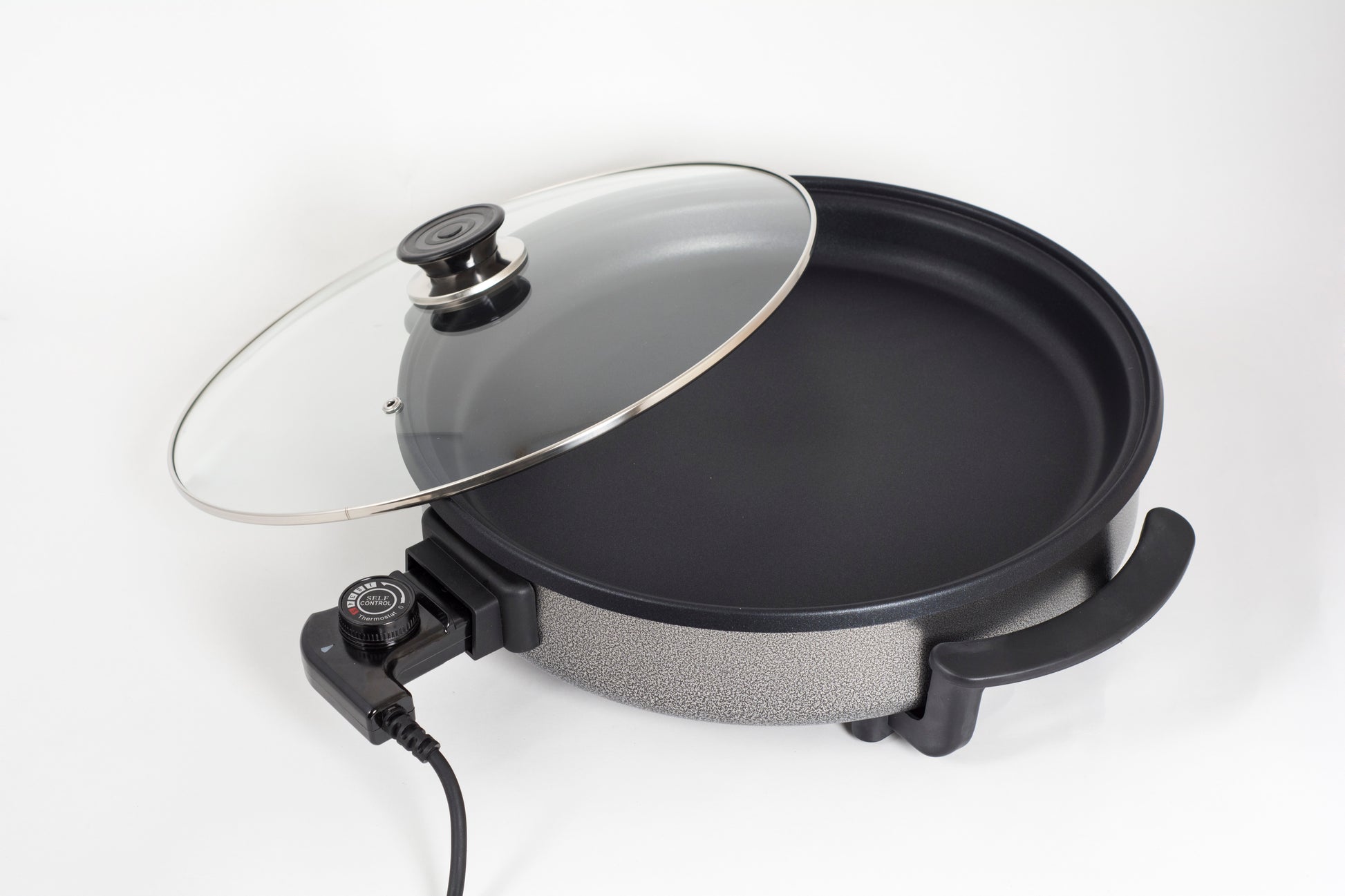 Tigaie electrica rotunda ZİLAN ZLN-7870, pizza grill, diametru 38 cm, 1500 W, capac sticla, material non stick