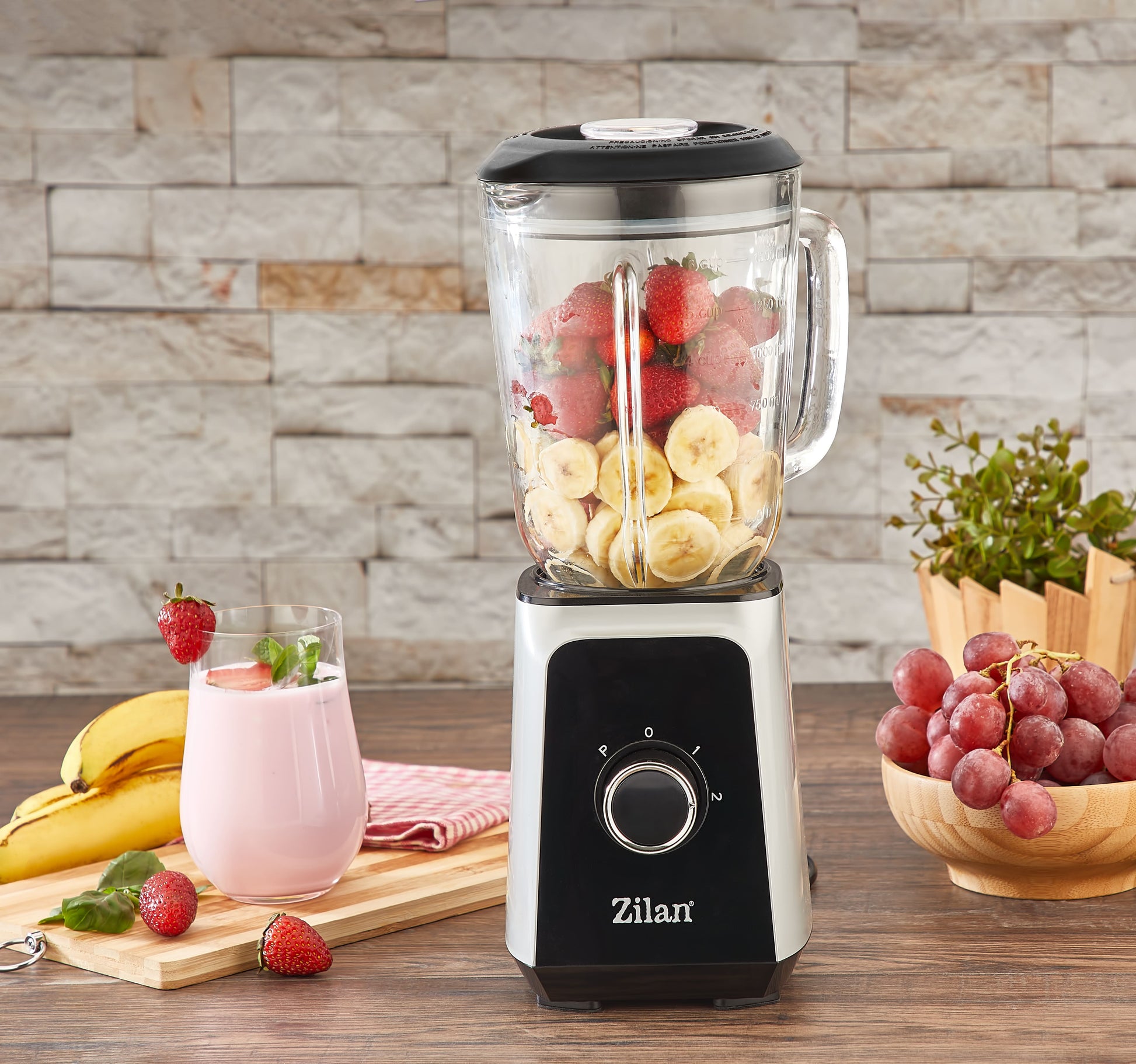 Blender ZILAN ZLN-3925, 1.5 l, 2 viteze + Functie impuls, Zdrobire gheata, Vas de sticla, Inox