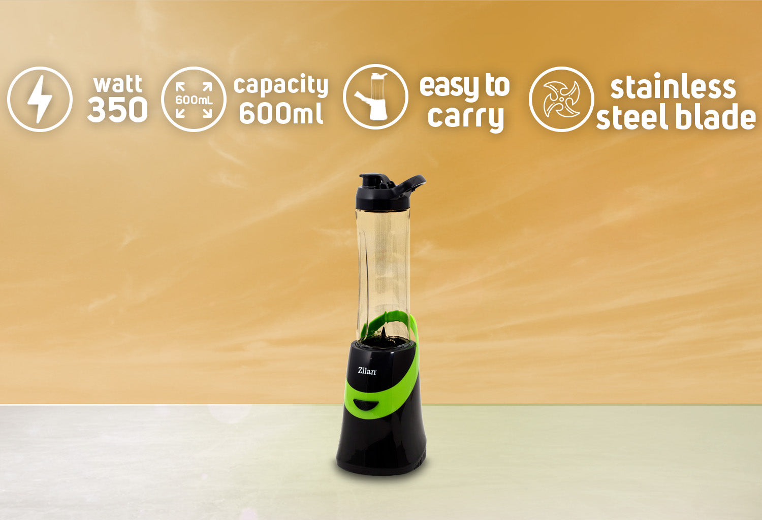Blender Zilan ZLN0511 pentru smoothies cu recipient sport , 350 W, 600 ml
