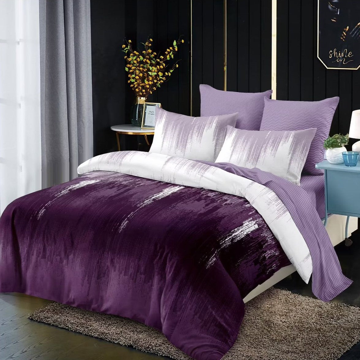 Lenjerie pat dublu, FINET, cu elastic, 6 piese,  B868