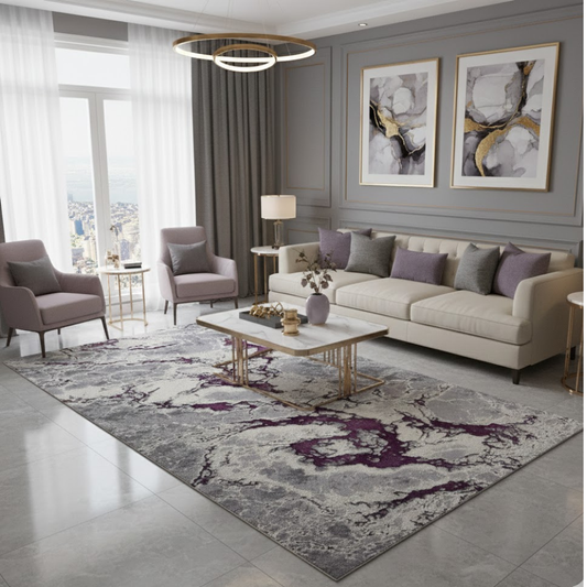 Covor Buse Fulger, Lila, Living, Dormitor, Modern