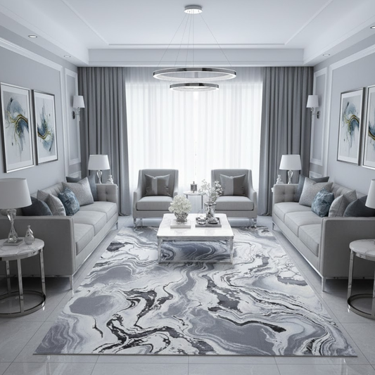 Covor Buse River, Gri, Living, Dormitor, Modern