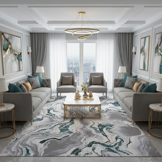 Covor Buse River, Turcoaz, Living, Dormitor, Modern