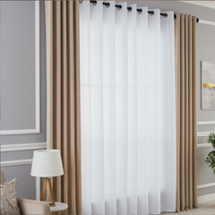 Perdea GGT- din voal, sistem de agățare cu bare, monocrome-fără model, albă, (500x250)cm