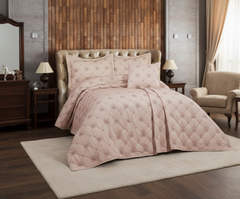 Cuvertura Pat Dublu, 4 Piese, Bumbac 100% Gunes – Calitate Premium, Culoare Roz