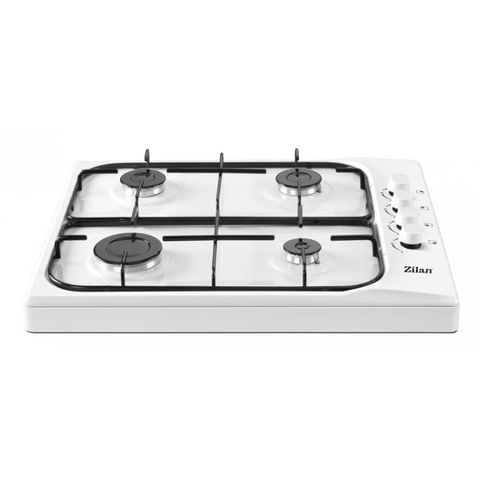 Aragaz 4 ochiuri ZILAN Alb ZLN-1518, Butoane laterale, Emailat