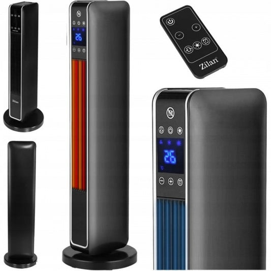 Aeroterma ceramica turn Zilan ZLN2076 Negru, 2200W, Ecran cu atingere, Timer 8H
