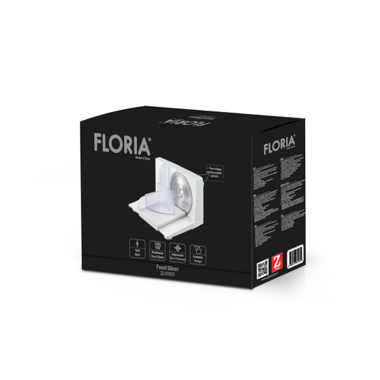 Feliator electric Floria ZLN1931 pentru alimente, 150W, lama detasabila otel inoxidabil 170mm, ajustare taiere intre 0 si 15mm