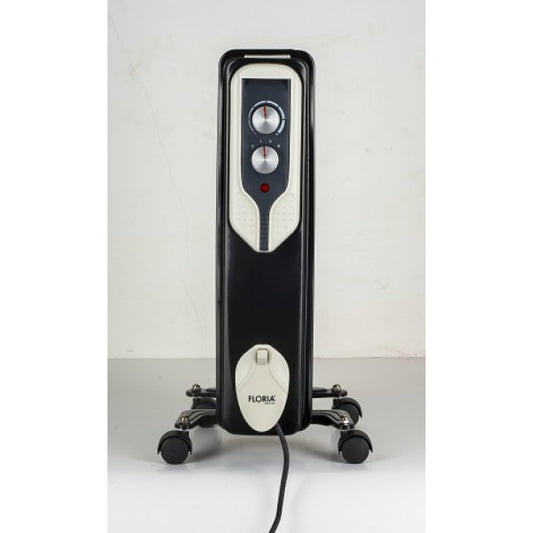 Calorifer electric Floria ZLN-3642,Negru 1500 W, 7 elementi, 3 trepte de putere, Termostat reglabil, Protectie supra-incalzire, Indicator luminos