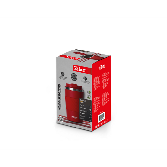 Cana de cafea Zilan ZLN9880 termos, capacitate 380ml, interior din inox, pereti dublii, rosu