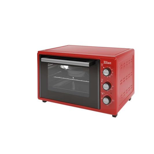 Cuptor electric Zilan ZLN5650, Putere 2000W, Capacitate 45L, Timer, Termostat, 3 trepte putere, interior emailat, Rosu