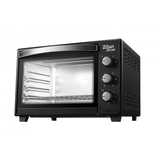 Cuptor electric cu ventilator ZILAN ZLN-3727 Negru, Capacitate 45L, Putere 2000W, Geam dublu, Temporizator 60 min, Temperatura maxima 230 grade celsius