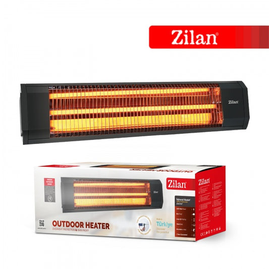 Radiator infrarosu Zilan ZLN-2267 Negru 1800 W, Clasa de protectie IP55, protectie impotriva supraincalzirii, montabil pe perete
