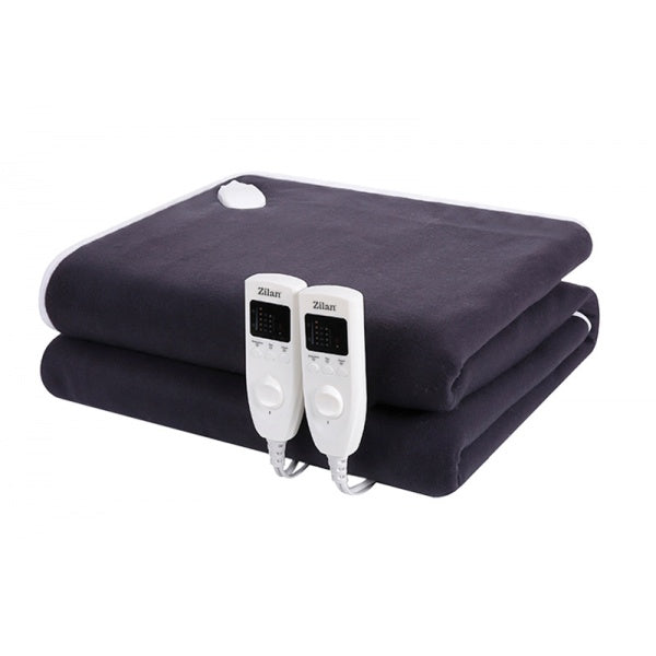 Patura ZLN-4120, Bleumarin cu incalzire electrica Soft Polar Fleece, Negru Pentru doua persoane 160X140 cm, 2x60 W, Temporizator 1-10 ore, ZILAN
